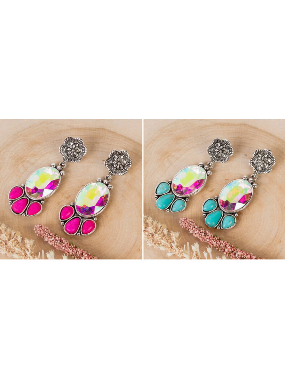 Squash Blossom Earrings Boho, Hippie, Rodeo, Ranch Fashion Jewelry Turquoise NEW